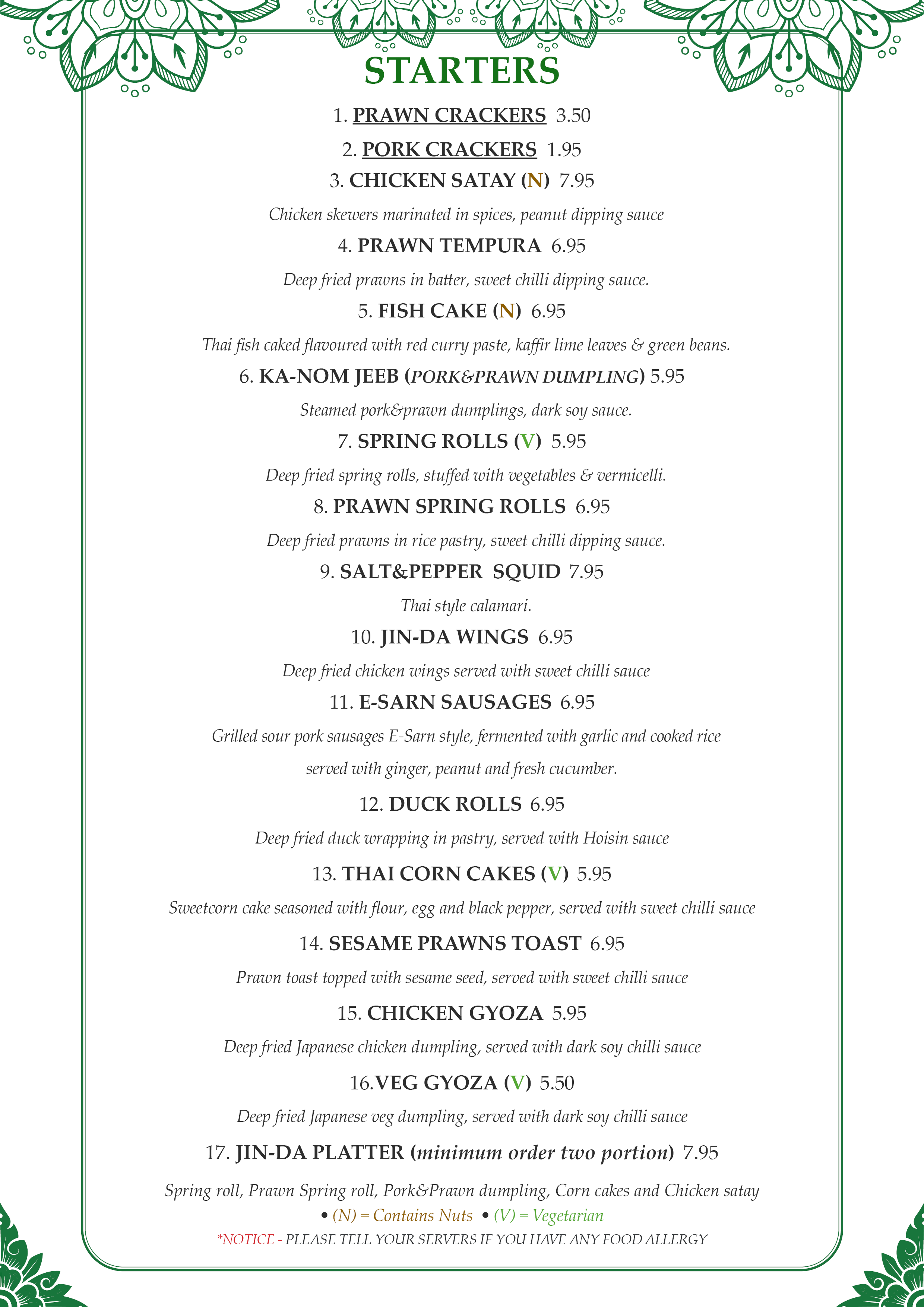 NEW menu a4 20252